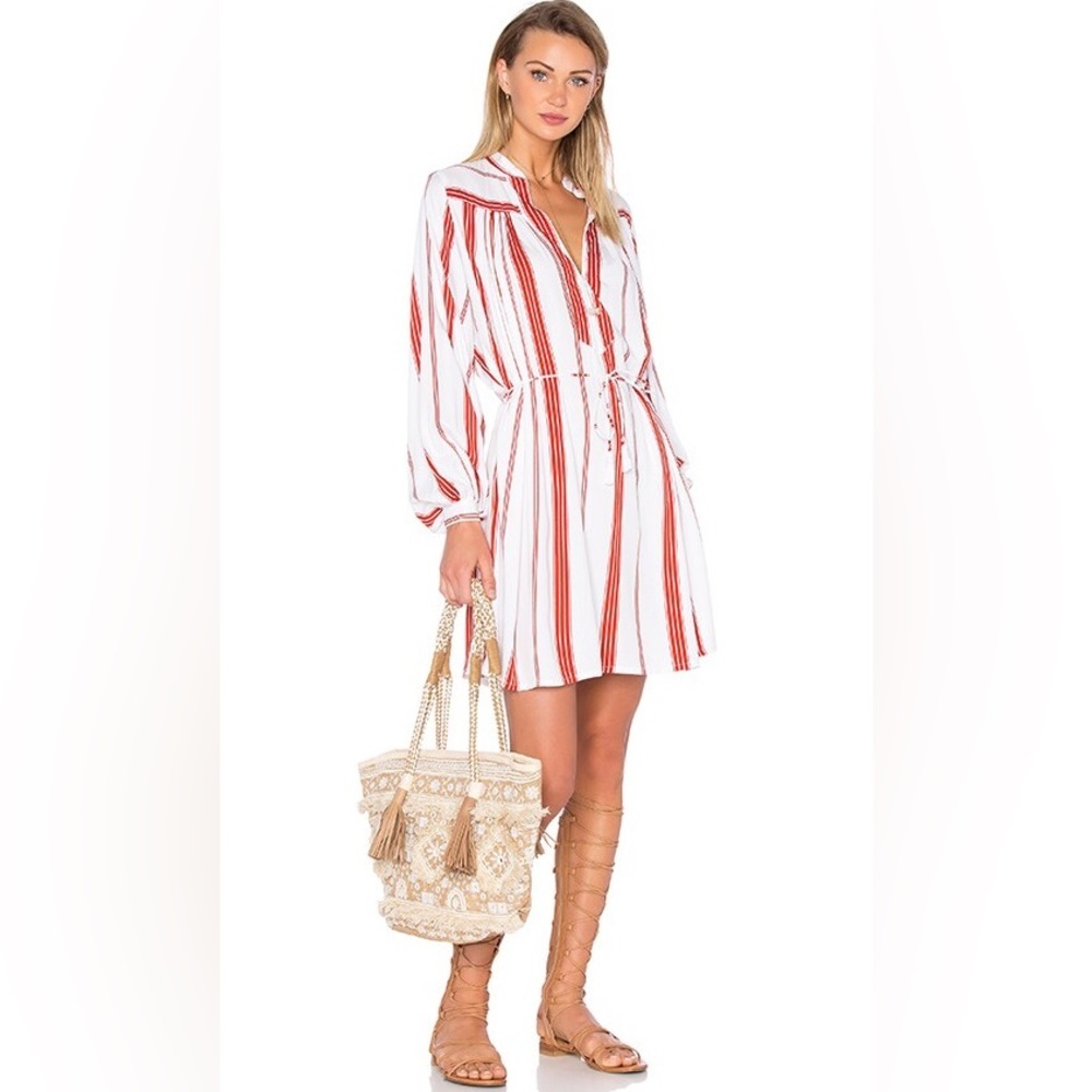 Faithfull the brand Ellie Striped Mini red white dress